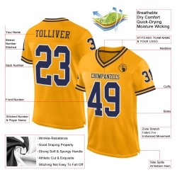 Custom Gold Navy-White Mesh Authentic Throwback Football Jersey Custom Gold Navy-White Mesh Authentic Throwback Football Jersey