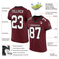 Custom Burgundy White-Black Mesh Authentic Football Jersey Custom Burgundy White-Black Mesh Authentic Football Jersey
