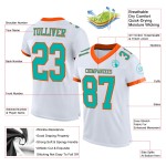 Custom White Aqua-Orange Mesh Authentic Football Jersey Custom White Aqua-Orange Mesh Authentic Football Jersey