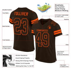 Custom Brown Brown-Orange Mesh Authentic Football Jersey Custom Brown Brown-Orange Mesh Authentic Football Jersey