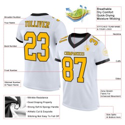 Custom White Gold-Black Mesh Authentic Football Jersey Custom White Gold-Black Mesh Authentic Football Jersey