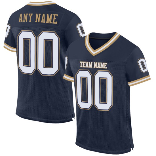 Custom Navy White-Old Gold Mesh Authentic Throwback Football Jersey Custom Navy White-Old Gold Mesh Authentic Throwback Football Jersey