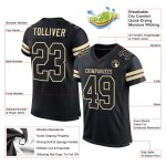 Custom Black Black-Cream Mesh Authentic Football Jersey Custom Black Black-Cream Mesh Authentic Football Jersey
